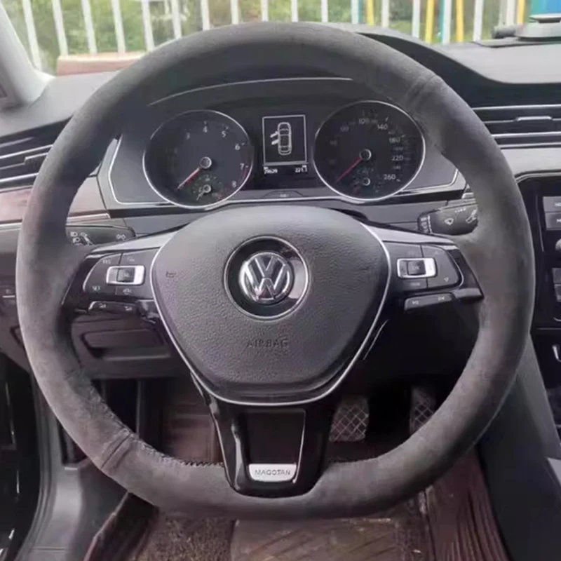 for Volkswagen VW Golf 7 Mk7 New Polo Jetta Passat B8 Hand-stitched high quality Suede carbon fibre Car Steering Wheel Cover