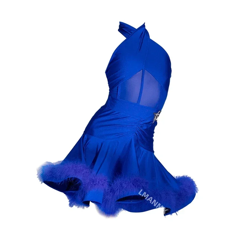 Kids Chacha Samba Rumba Latin Dance Competition Dresses Girls Halter Latin Dance Dress Child Stage Performance Costumes
