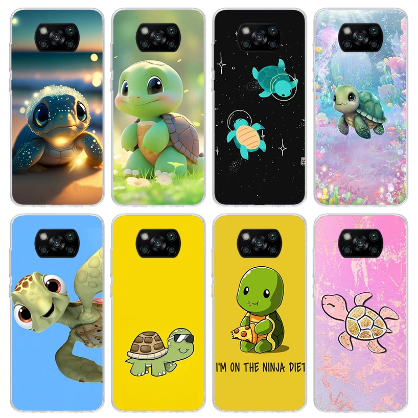 Cartoon Sea Turtle Tortoise Phone Case for Xiaomi Poco X6 X5 X4 X3 Nfc F6 F5 Pro F4 Gt F3 F2 F1 M5S M4 M3 5G Soft Cover Print Fu