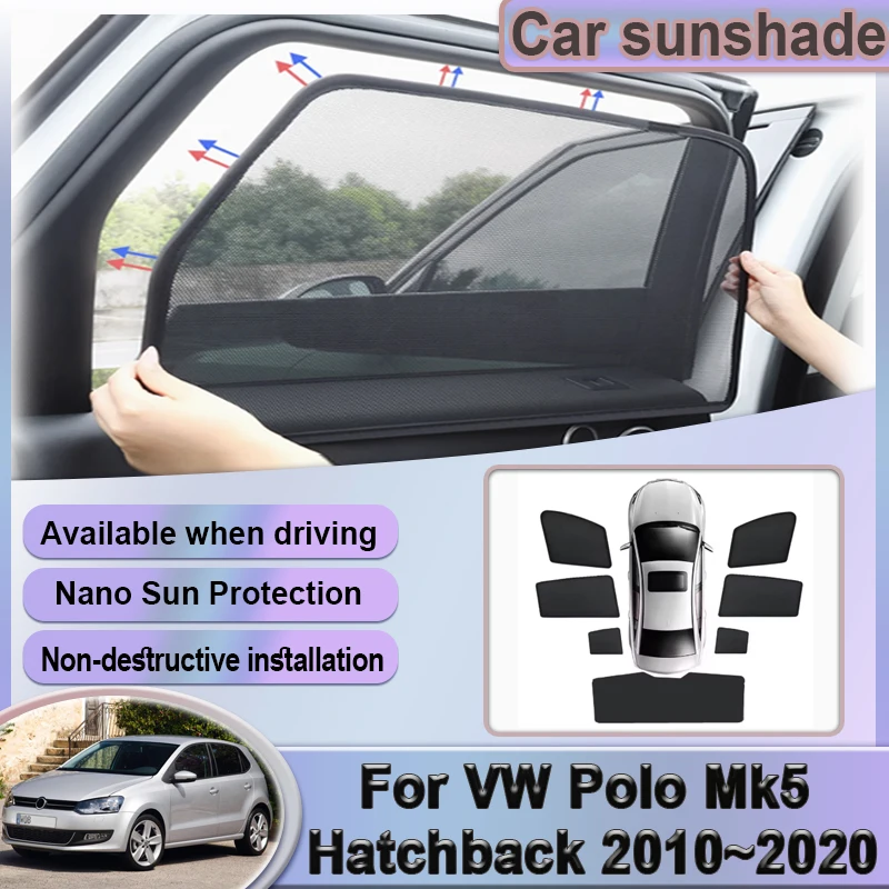 

For Volkswagen VW Polo Mk5 Hatchback 2010~2020 5-door Car Mesh Sunshade Magnetic Shading Privacy Curtain Visor Auto Accessories