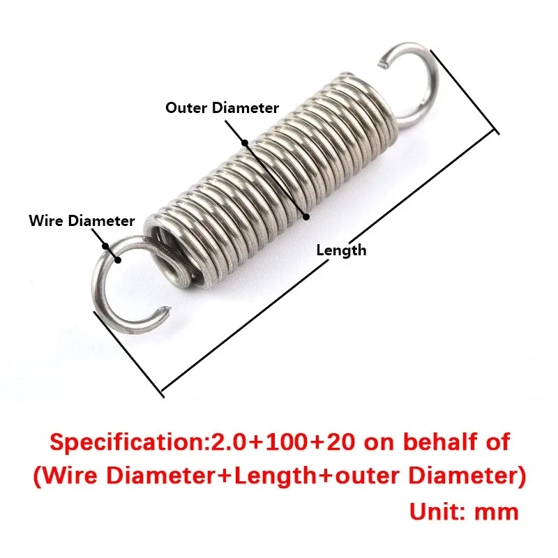 304 Stainless Steel Open Hook Extension Springs - 8Pcs Set (0.6mm & 0.7mm Wire) - Factory Direct