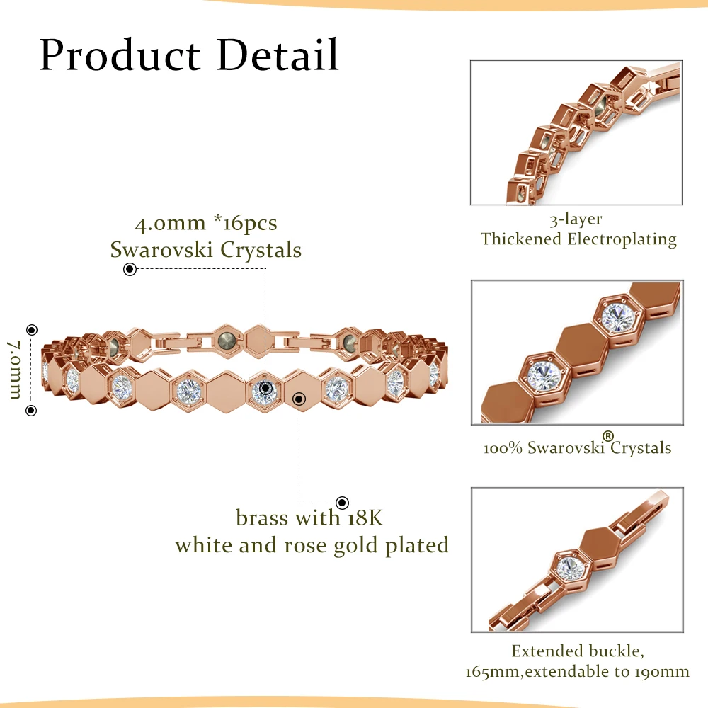 Daisini Jewelry Embellished with Premium Swarovski Crystals Bracelet  for Women Quality Brass with 18K White Gold Plated