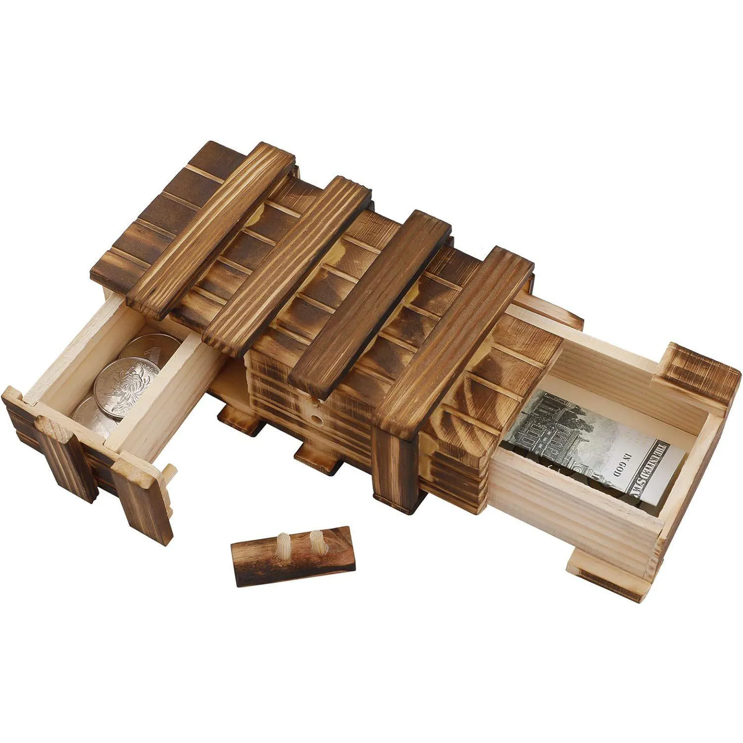 

3D замаскированный сейф ручной работы, деревянная коробка для ключей, головоломка, волшебная подарочная коробка, игровая коробка с дополнительным безопасным секретным ящиком, игрушки IQ