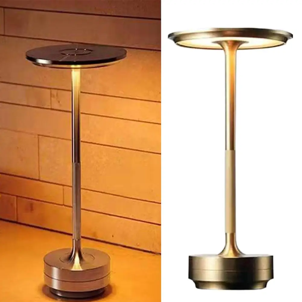 

Настольная лампа в стиле ретро из алюминиевого сплава, простая декоративная лампа, светодиодная настольная лампа с регулируемой яркостью, перезаряжаемая сенсорная настольная лампа для ресторана, бара