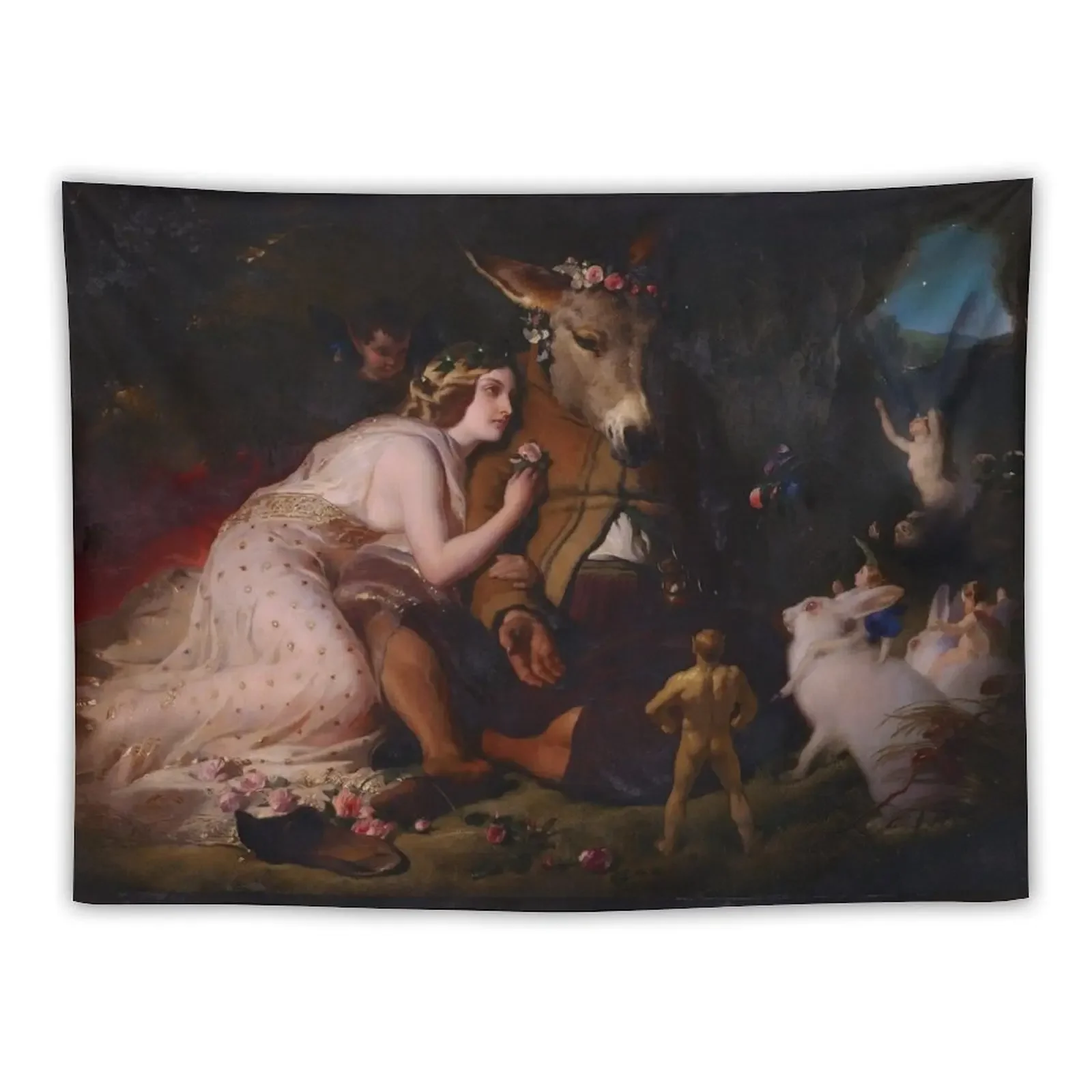 Titania and Bottom, A Scene from a Midsummer Nights Dream by Edwin Landseer Tapestry Decor For Bedroom Tapestry