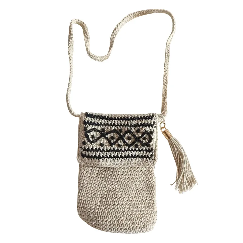 

Summer Tassel Mini Crossbody Bag for Lady Gril Travel Bohemian Style Women Straw Beach Bag Holiday Mobile Phone Shouder Bag