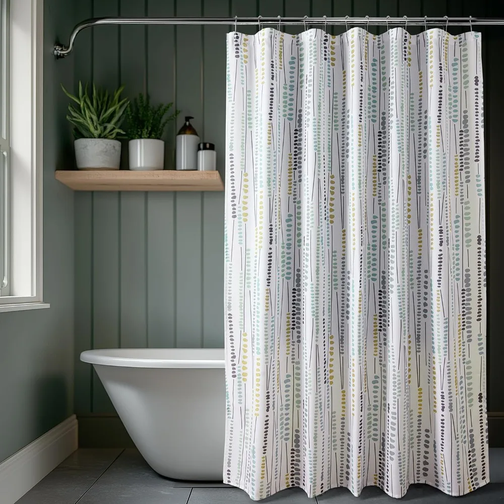 

Half Price Drapes Blossom Printed Shower Curtain 71 Inches Long with 12 Hooks (1 Panel), Machine Washable Shower Curtains