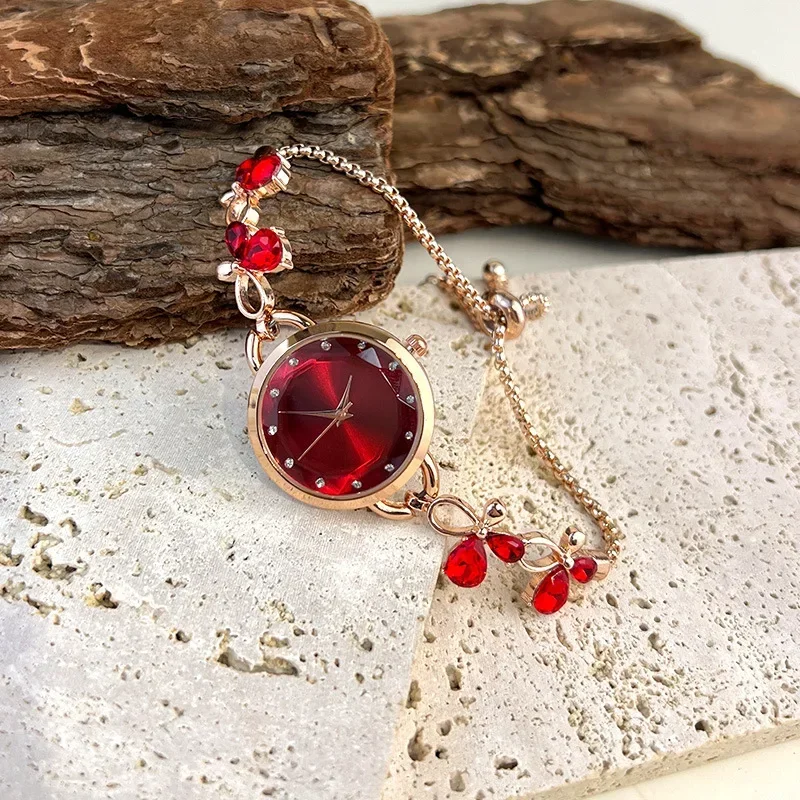 ساعات يد كوارتز مع ربطة عنق للنساء ، ساعة سوار بسيطة ، هدية فاخرة للفتيات ، هدية للسيدات