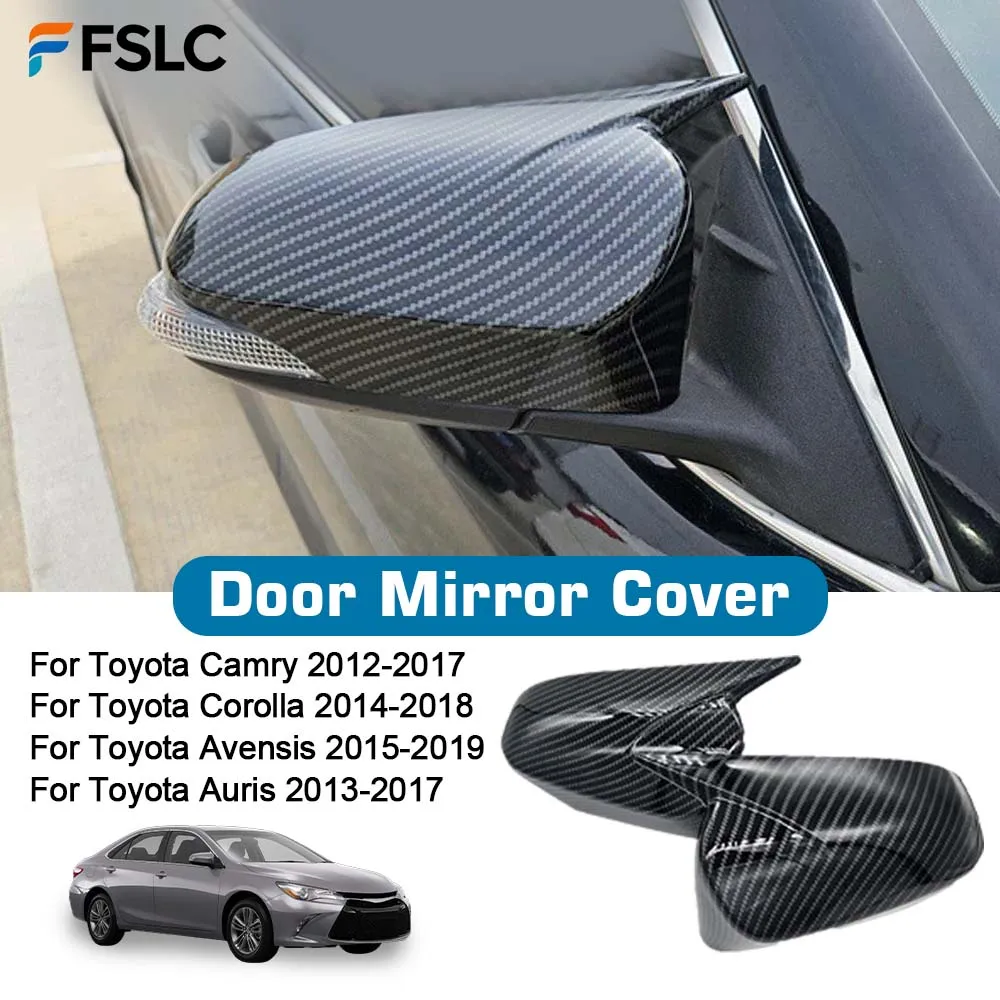 

Автомобильное украшение, дверное зеркало, чехол для Toyota Camry Corolla Avensis Auris 2014 2015 2016 2017 2018, глянцевый черный углеродное волокно