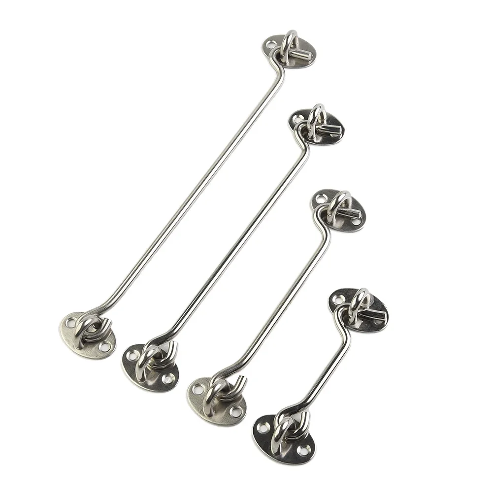 Latch Lock Cabin Hook Holder Shed Gate Door Cabin Hook Catch Holder With Safety Switch With Screws Stainless Steel