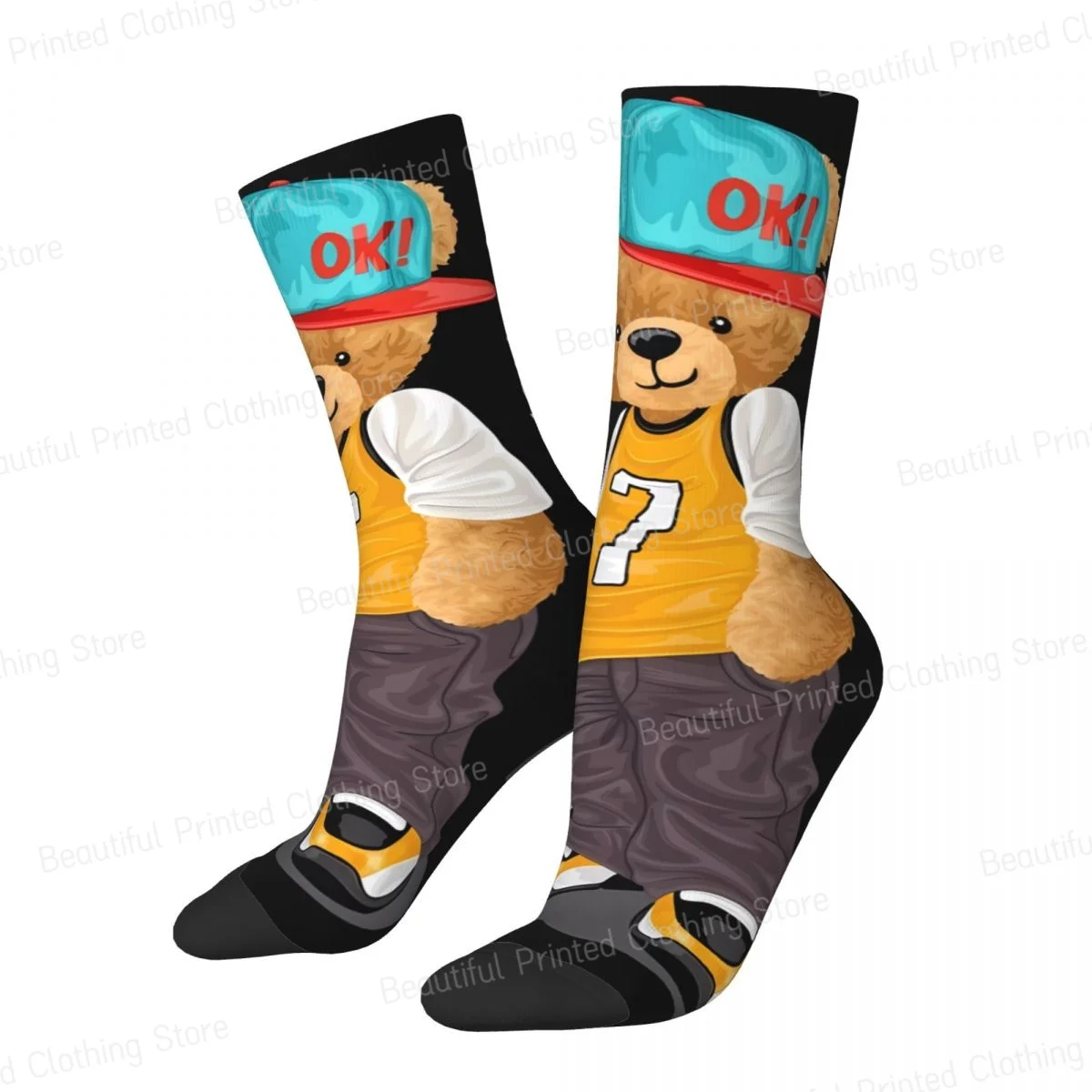 Teddy Bear Hip Hop Men Women Happy Socks Outdoor Novelty Spring Summer Autumn Winter Stockings Gift