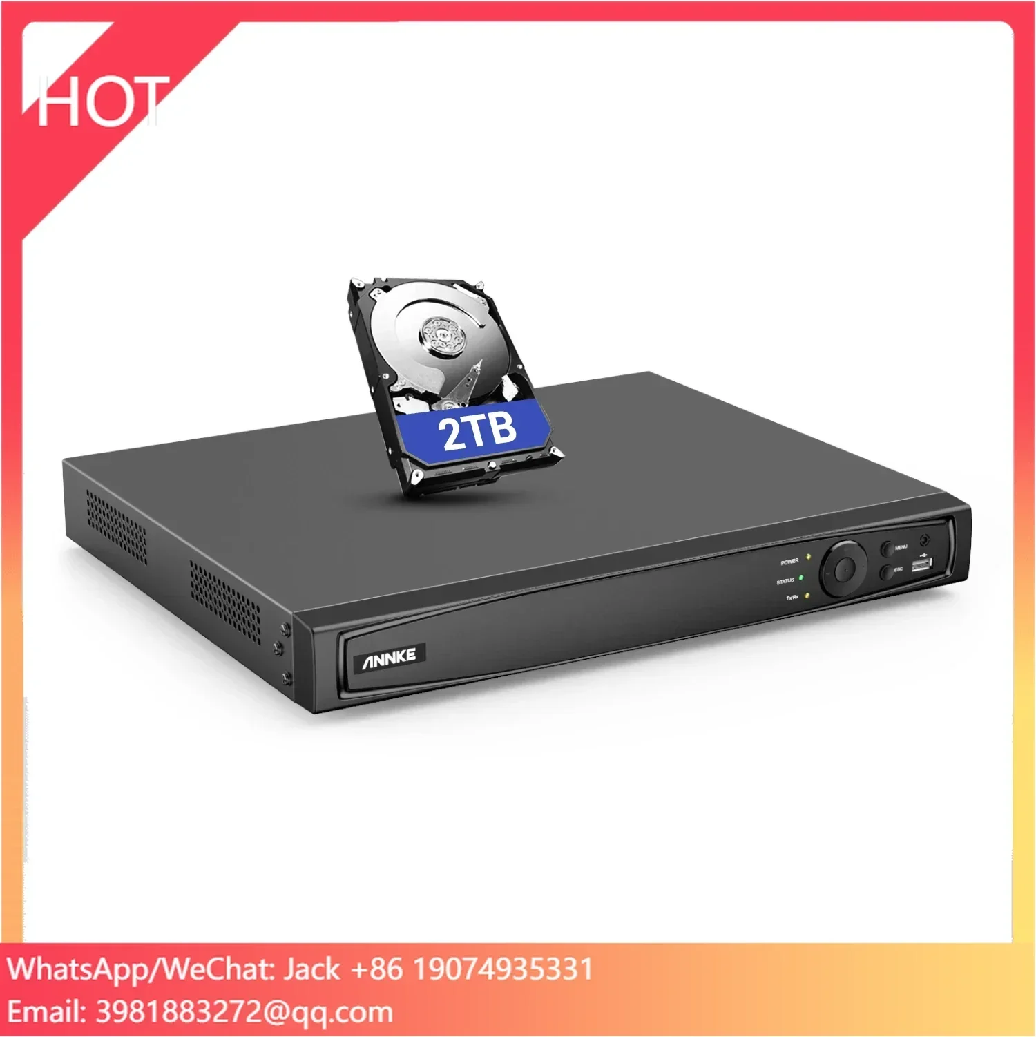 ANNKE 16CH 8MP PoE NVR 4K Videoregistratore di rete con riproduzione intelligente con avvisi di movimento con disco rigido 2T