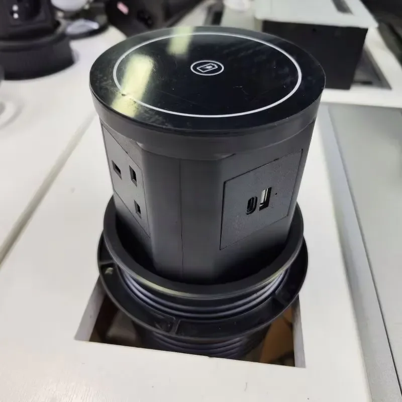 16A Hydraulic Pop Up Power Socket Tower with NFC Wireless Charging for Kitchen EU UK US General Use Multi Outlet Desktop Box
