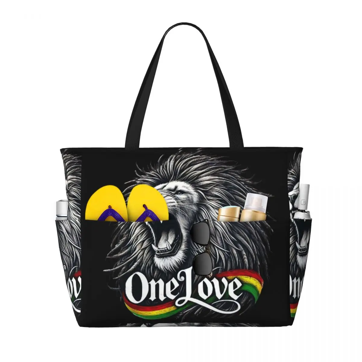 

Rastafarian Amaiquina Reggae Rasta Lion Street Skullies Beach Tote Bag Yoga Duffle Large Tote Bag Women Travel Bag Fitness bag