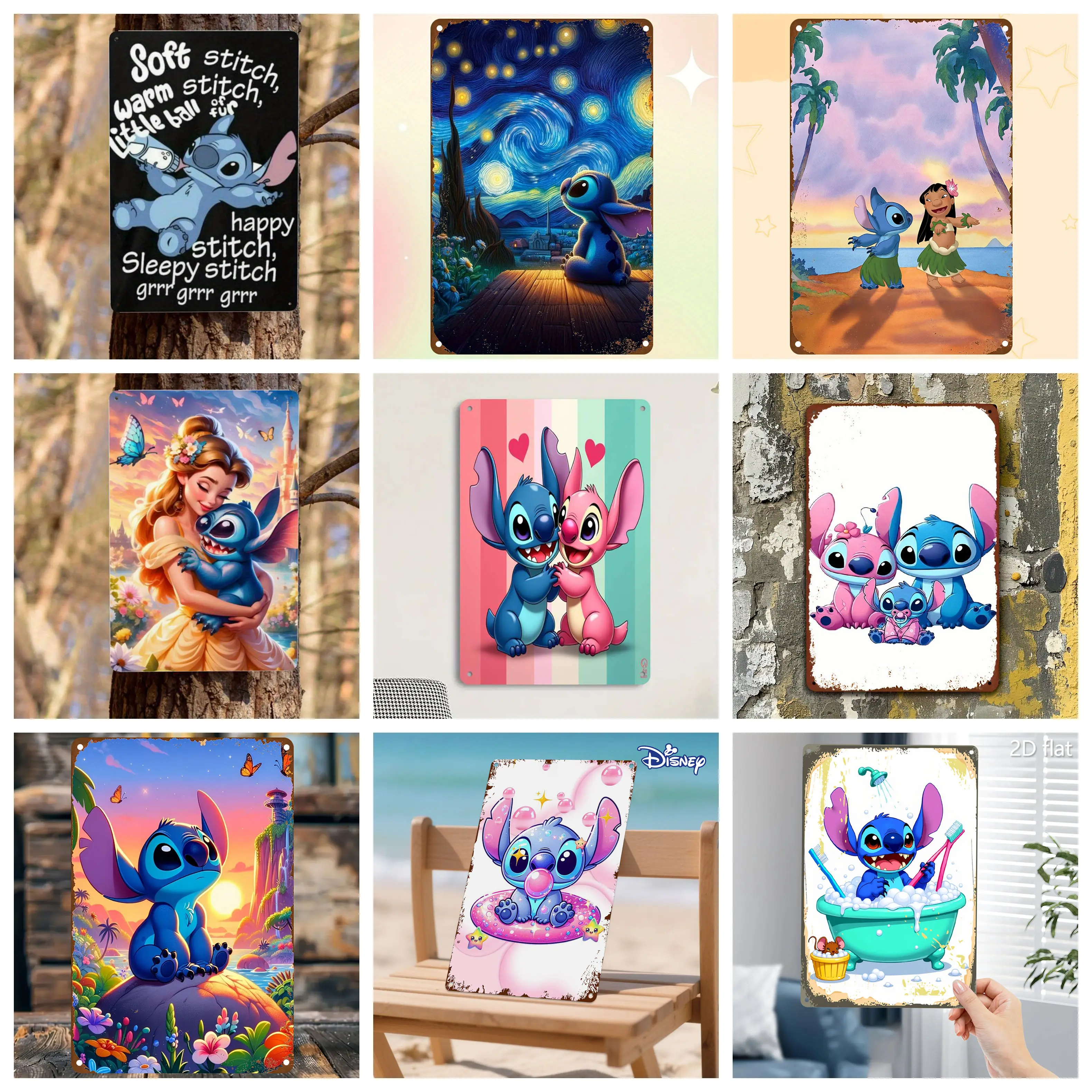 

Miniso Stitch Warm & Dreamy Collection Decor Poster Tin Sign Metal Sign Decorative Plaque for Pub Bar Club Wall Decoration