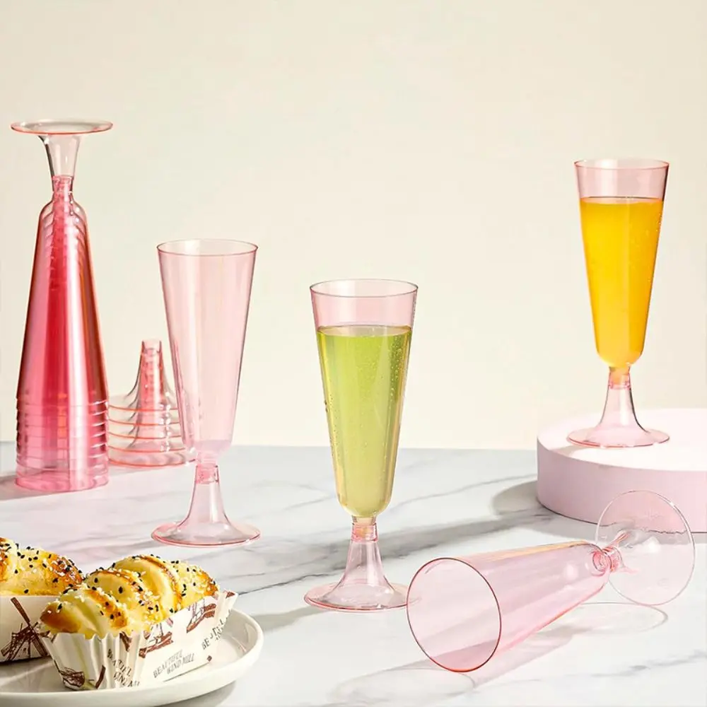 

25pcs Party Supplies 5 Oz Disposable Champagne Cup Detachable Unbreakable Wine Glass Plastic Ice Cream Cup Cocktail