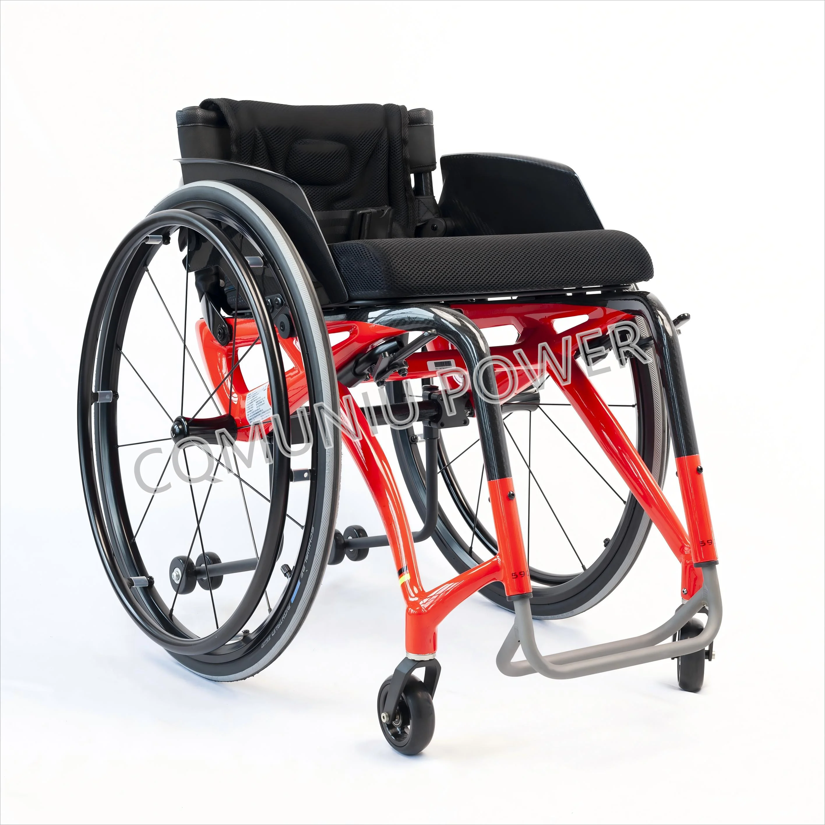 Lightweight Black Soft Backrest Carbon Fiber Manual Wheelchair with Comfortable Design for Handicap Use