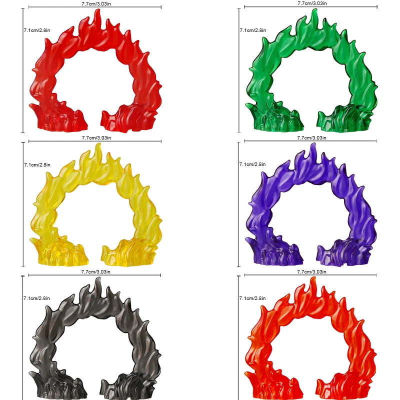 FDPJ43-45(A-G)Special Effects Pieces Anime Cartoon Brick Soldiers Accessories Fireball Flame Gate Whirlwind Figure Toys