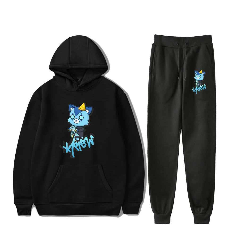 ItsFunneh Krew District Merch Hoodie Jogger Pants Two Piece Set Sweatshirts+Sweatpants Women Men's Set