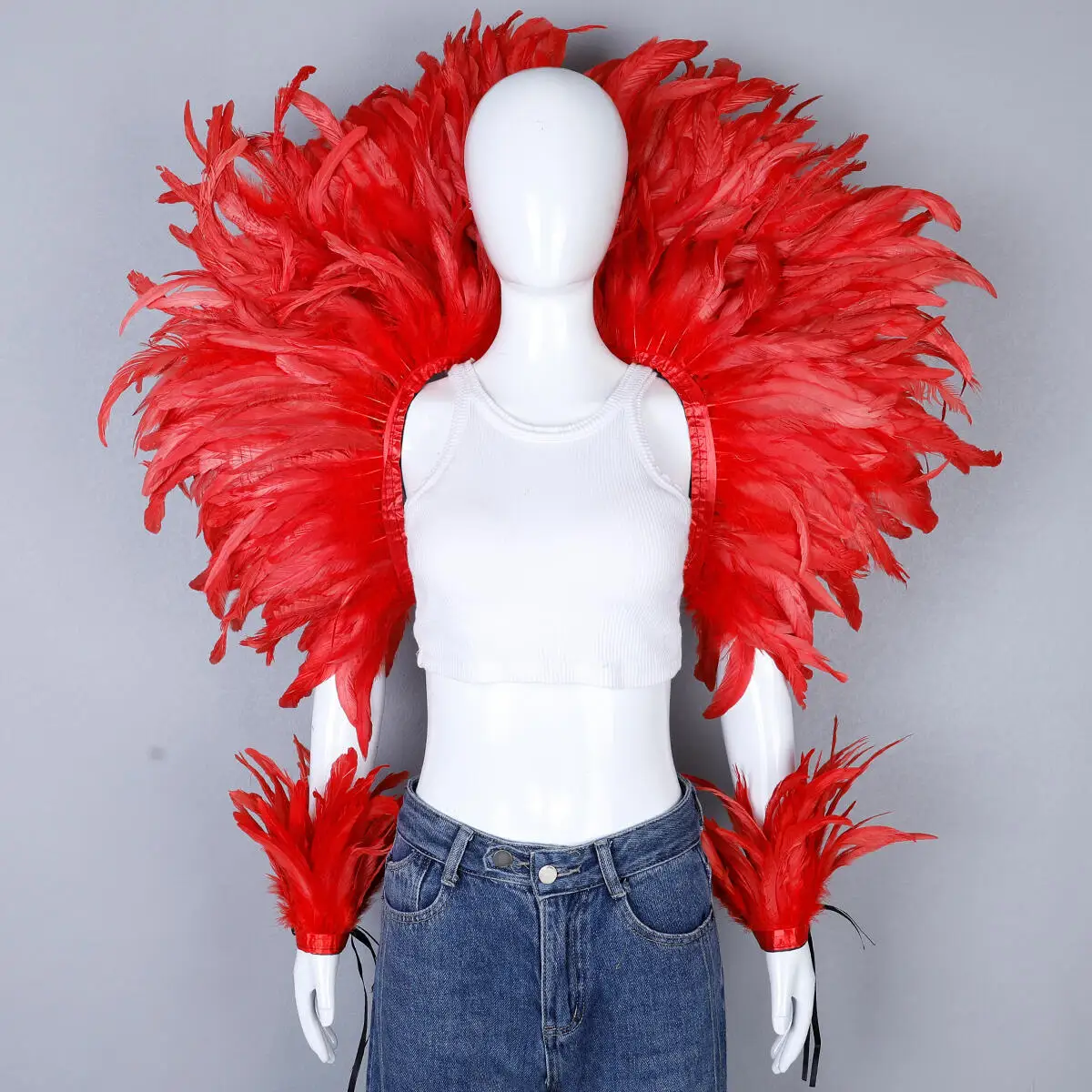 Party Karneval Elegante Damen Schal 2-teiliges Set Cosplay Feder Punk Halloween Masken Ball Feder Punk Karneval Party Set neue – Detail 11