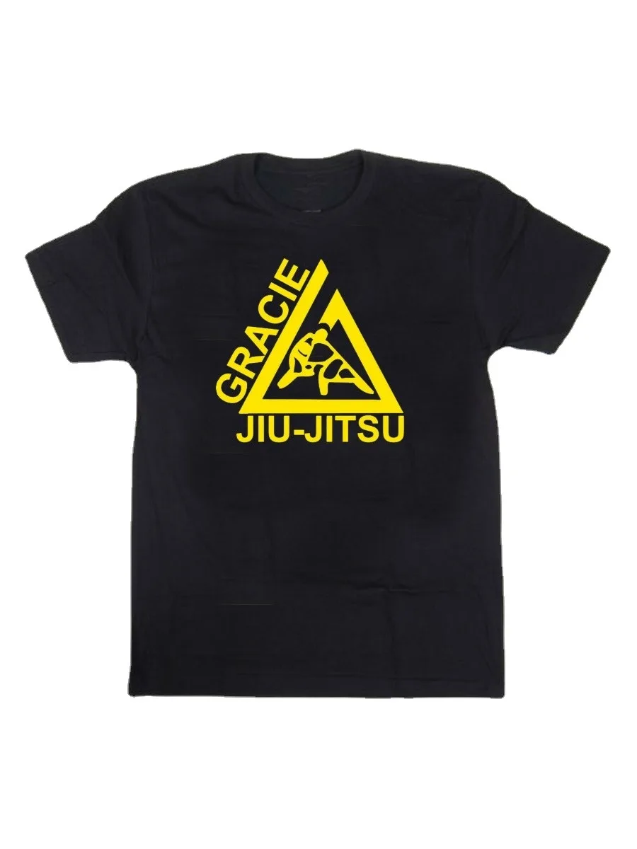 Gracie Jiu-Jitsu LOGO Men's Black T-Shirt Summer Cotton Short Sleeve O-Neck Men's T Shirt New S-3XL