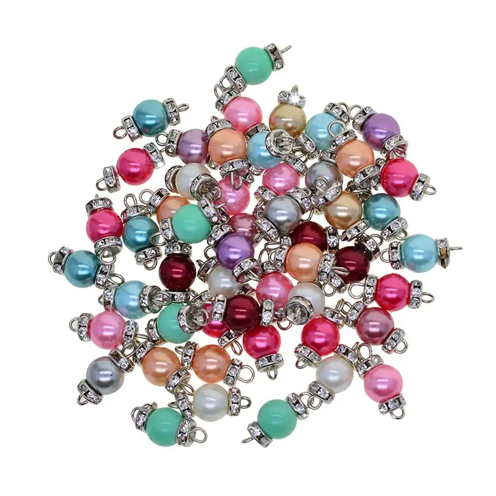 Pearl Charms Pendants Colorful Glass Pearl Dangle Charms Jewelry Findings for DIY Necklace Bracelet Earrings Making Accessories