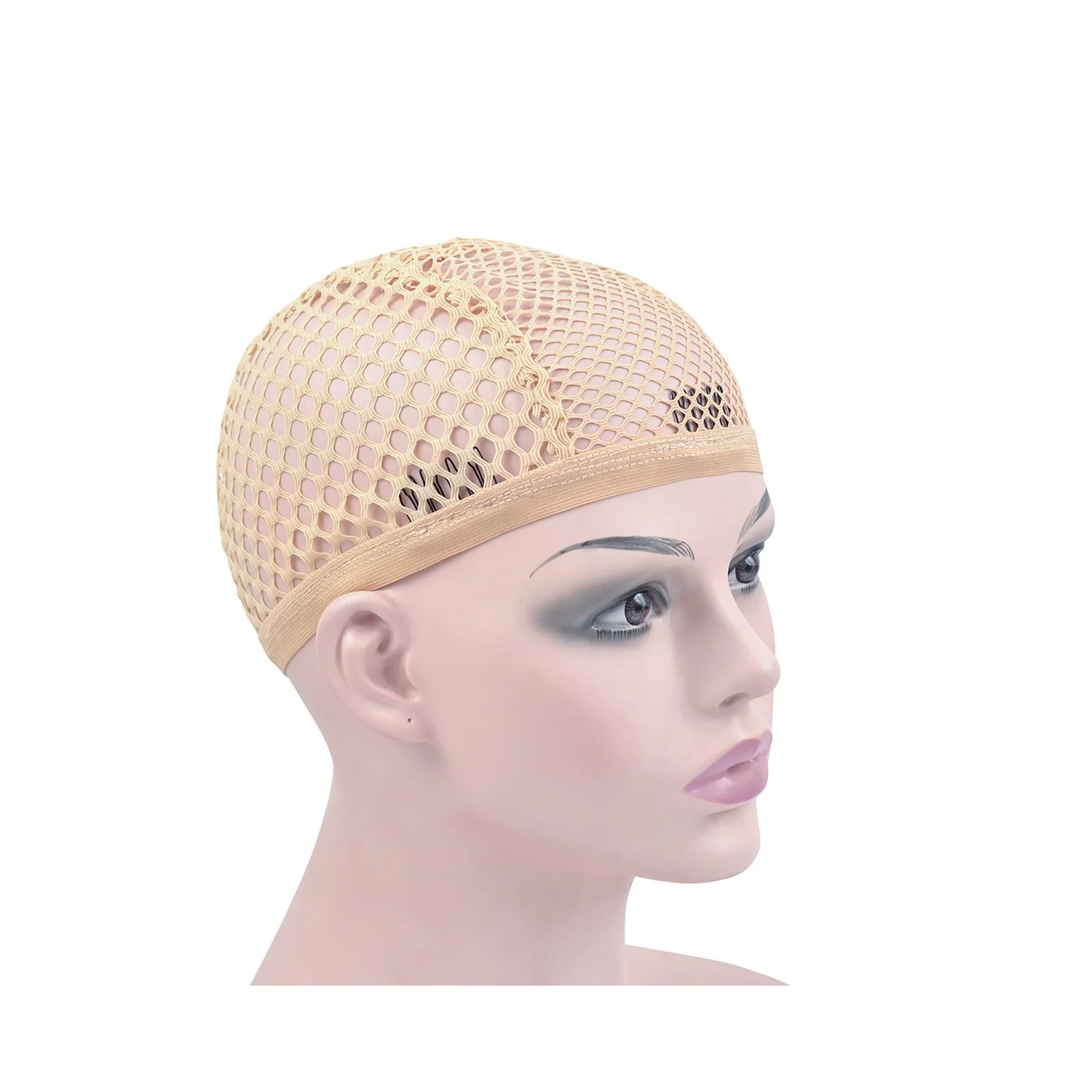 Gorros de Peluca de malla Beige, gorros de ganchillo con peines para hacer pelucas, tejido de red para el cabello, 1 unidad