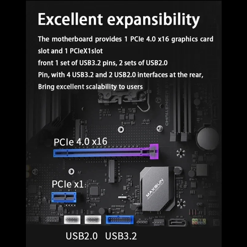 MAXSUN New Motherboard Kit B760M with Intel i5 12400F LGA1700 RAM DDR4 16GB (8GBx2) 3200MHz Computer Components M.2 SATA3 - view 3