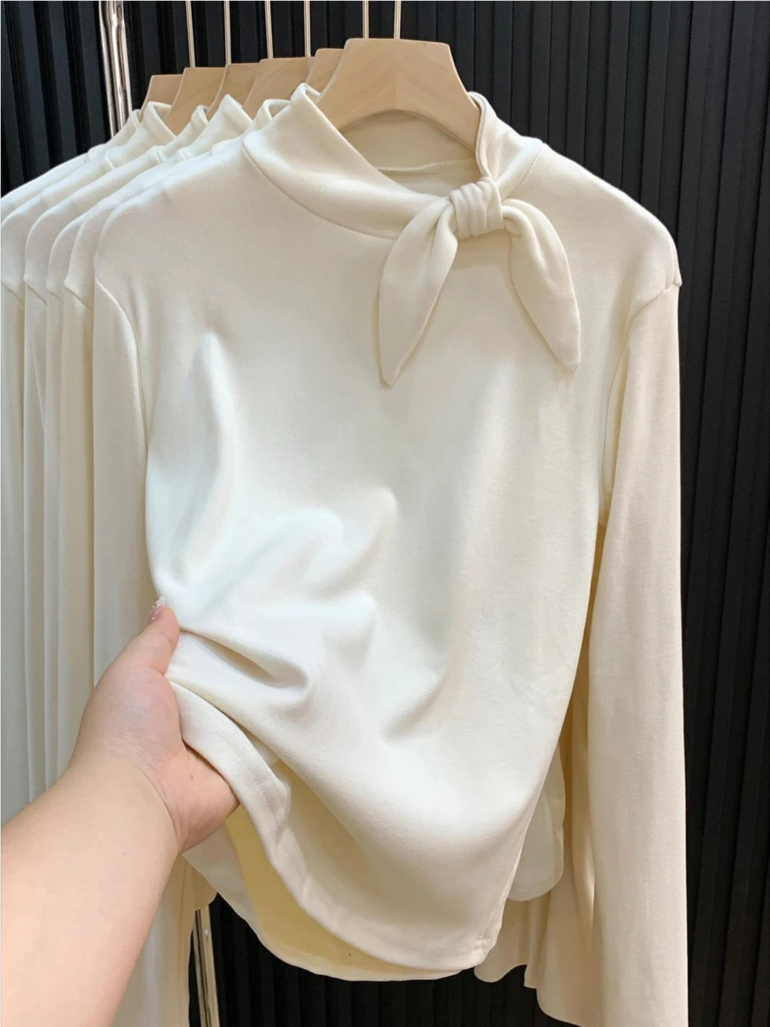 

Женская осенне-зимняя облегающая футболка-лонгслив Ele Rabbit Ear German Velvet с длинным рукавом, базовая модель для ношения под одеждой