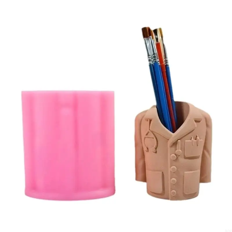 

M4YF Silicone Casting Mold for Doctor Coat Pen Cup Handmade Pencil Holder Mould