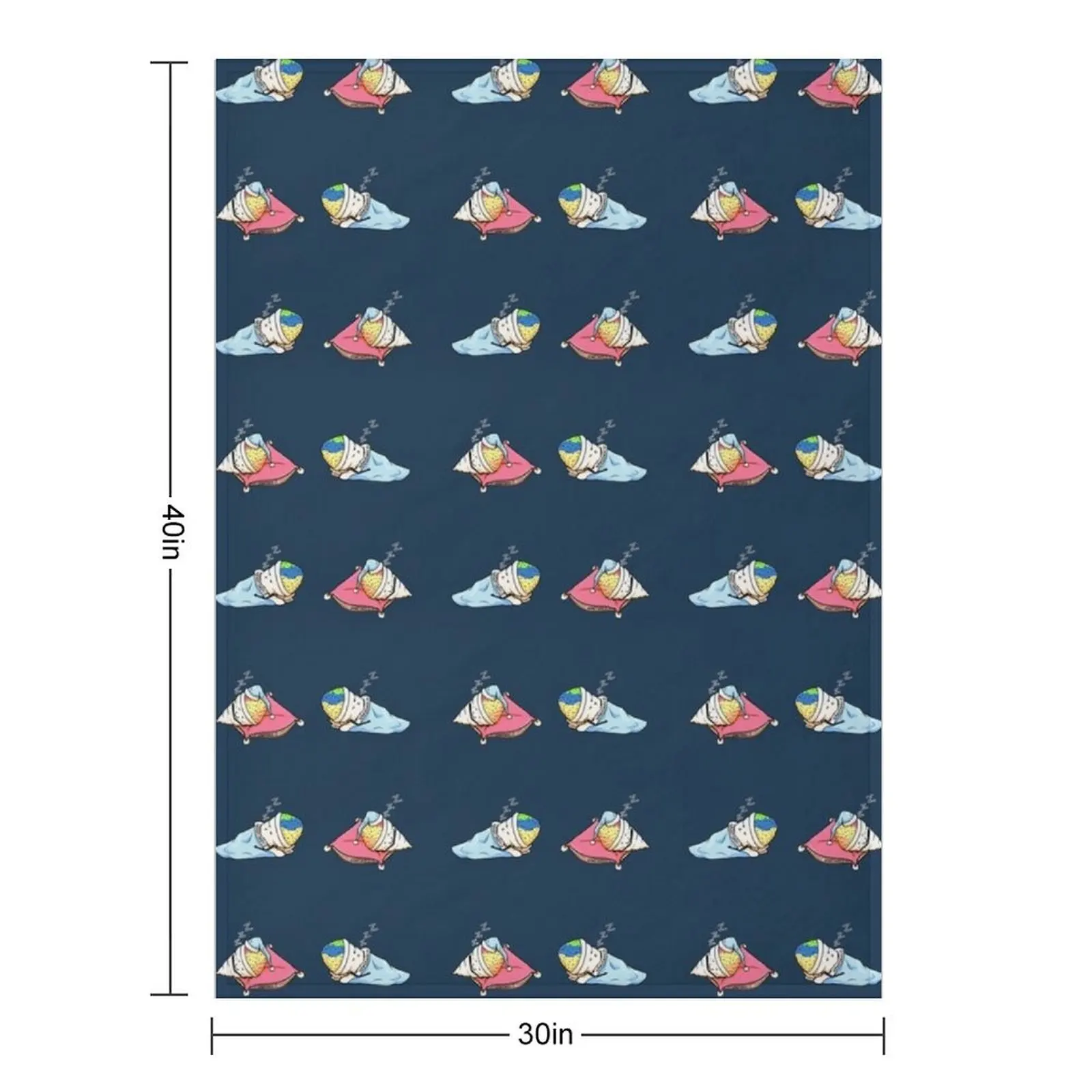 Sleepy Time SnoCones Repeating Dark Blue Throw Blanket Shaggy Summer Decorative Beds Furrys Heavy Blankets