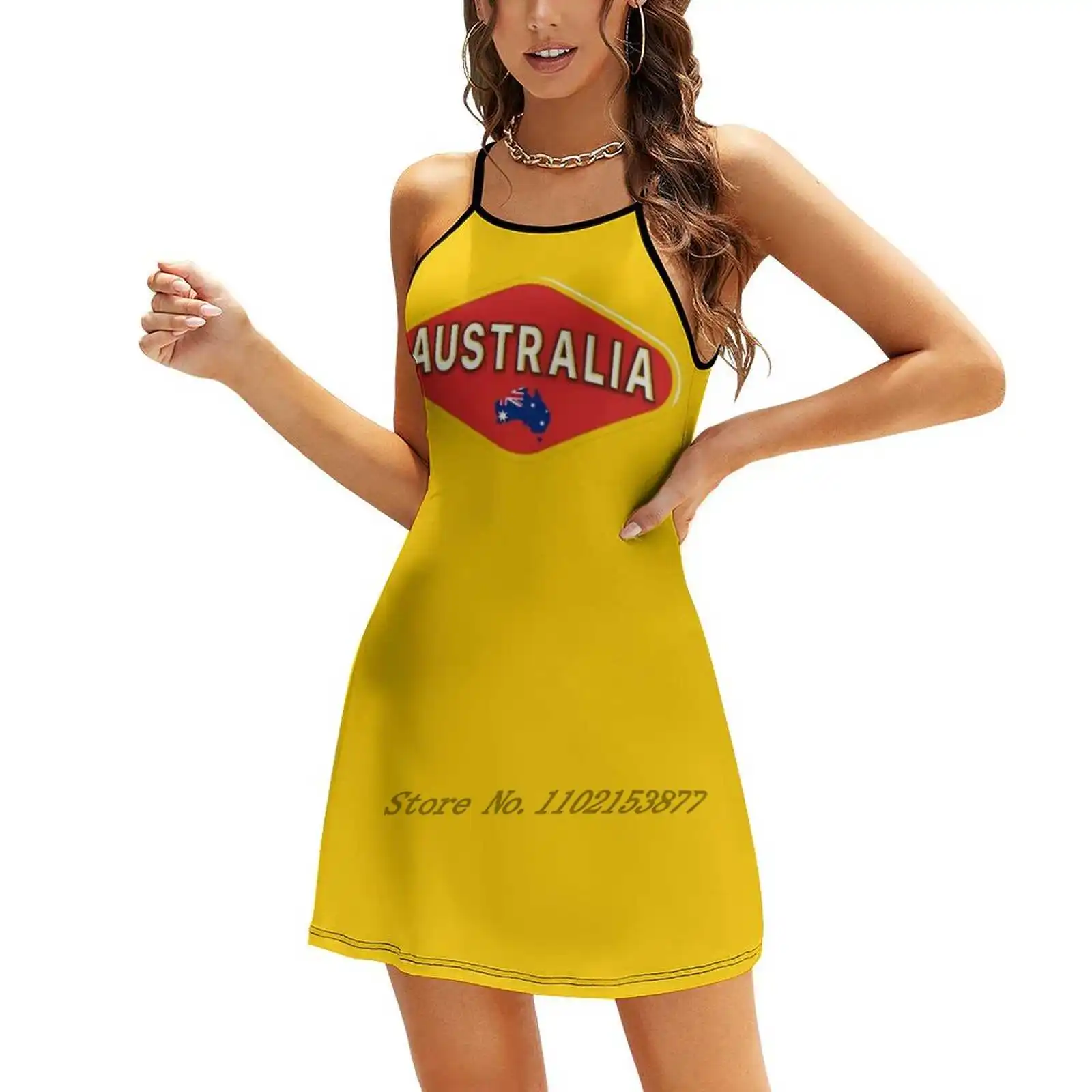 Australia Vegemite Logo Loose Pocket Dress Summer Sexy V Neck Dress Print Short Sleeve Dress Aussie Vegemite Australia