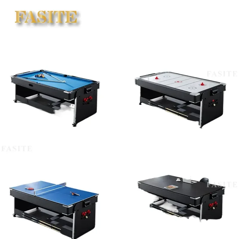 For 4 in 1 Multifunctional Billiard Table Air Hockey Pong Dining Rotating Game Table Household Indoor Sports Furniture
