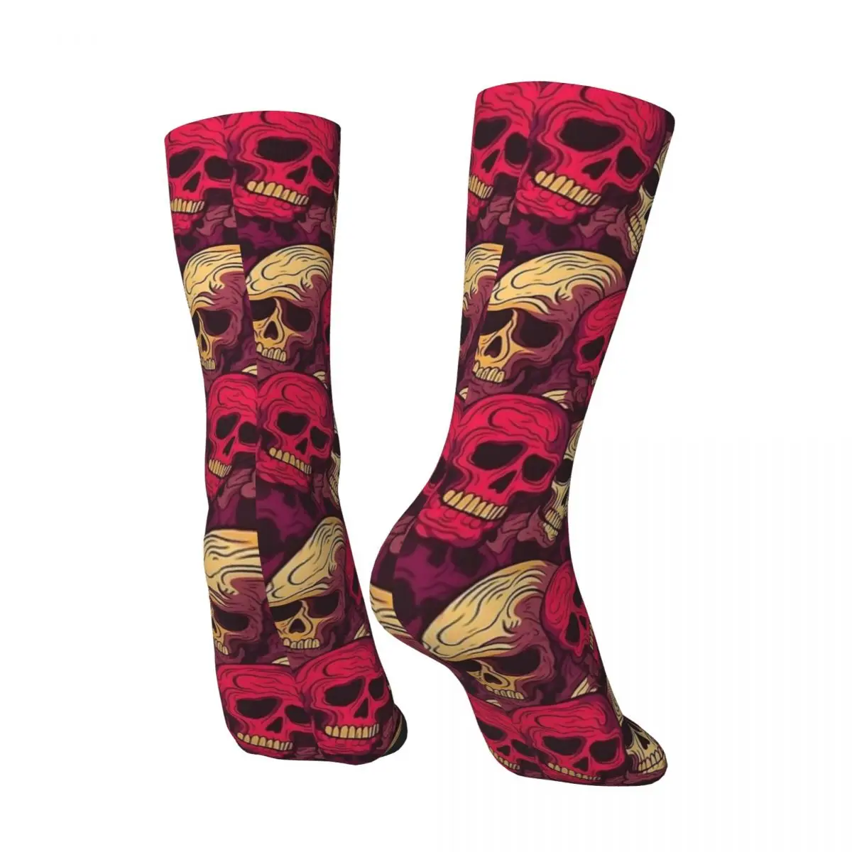 Calcetines de Halloween para hombre y mujer, medias de calaveras rosas, góticas, suaves, medianos, diseño de escalada, antideslizantes