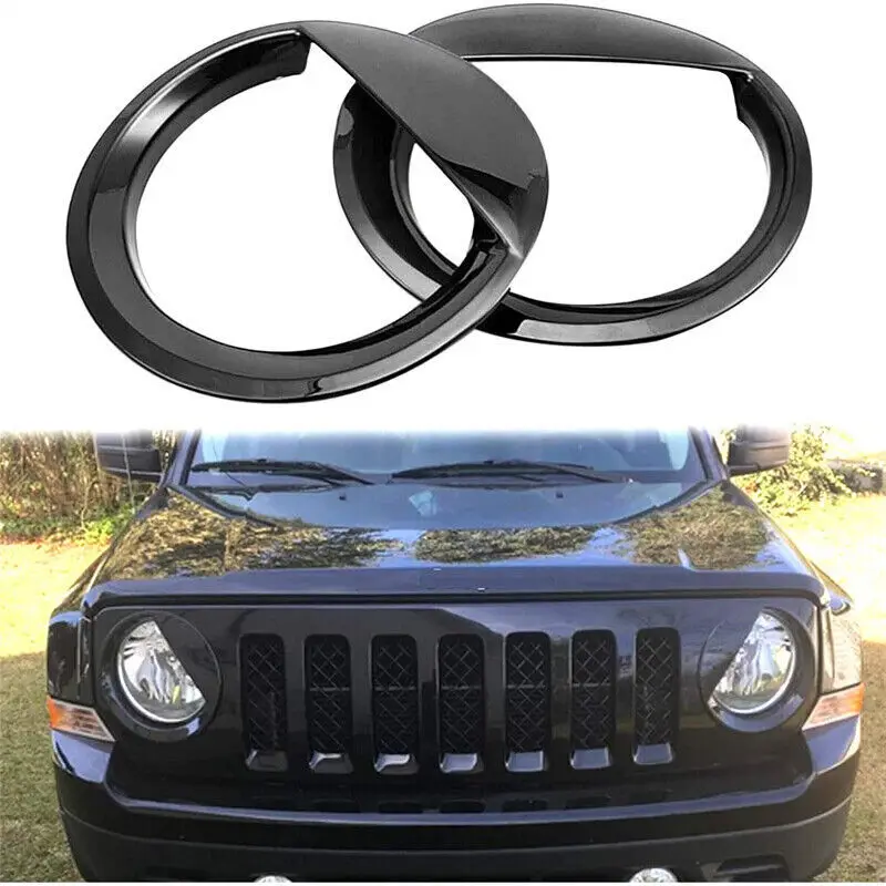 Dla Jeep Patriot 2011-2017 2szt ABS Przednie ramki Światło Reflektor Wykończenie Osłona Lampy Dekoracyjne Kaptury Czarny Auto Akcesoria do stylizacji samochodów