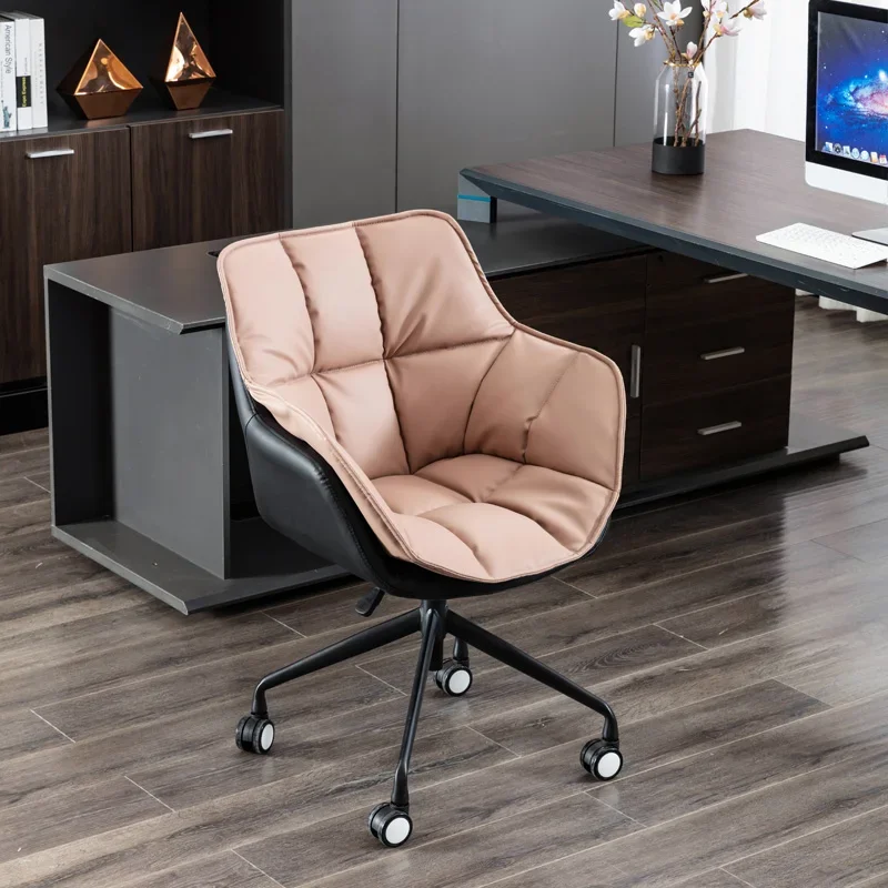 

Designer Black Office Chair Leather Wheels Comfy Execcery Ergonomic Office Chair Nordic Back Rest Sillas De Oficina Armchair