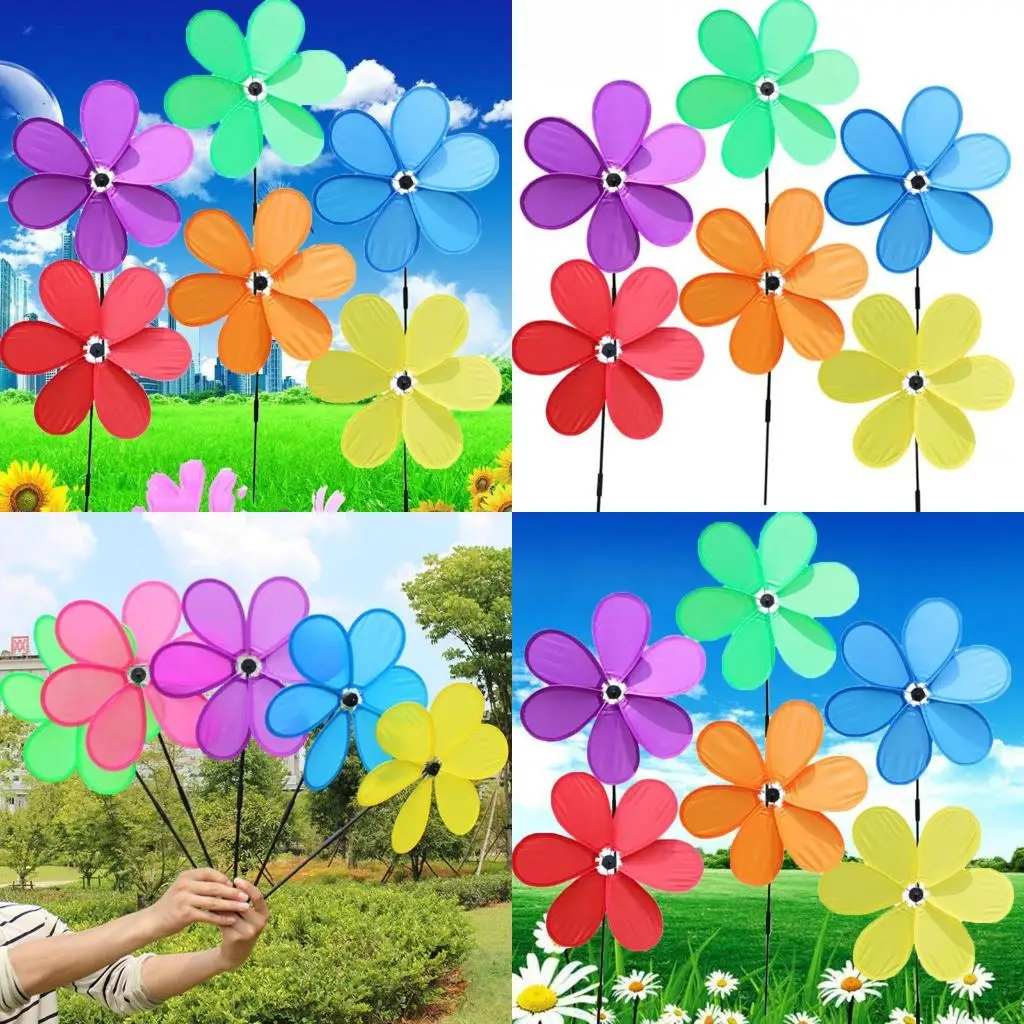 6pcs Single-Laye Six Windmill Wind Spinner Pinwheels Home Garden Yard Decoration Kids New high quality