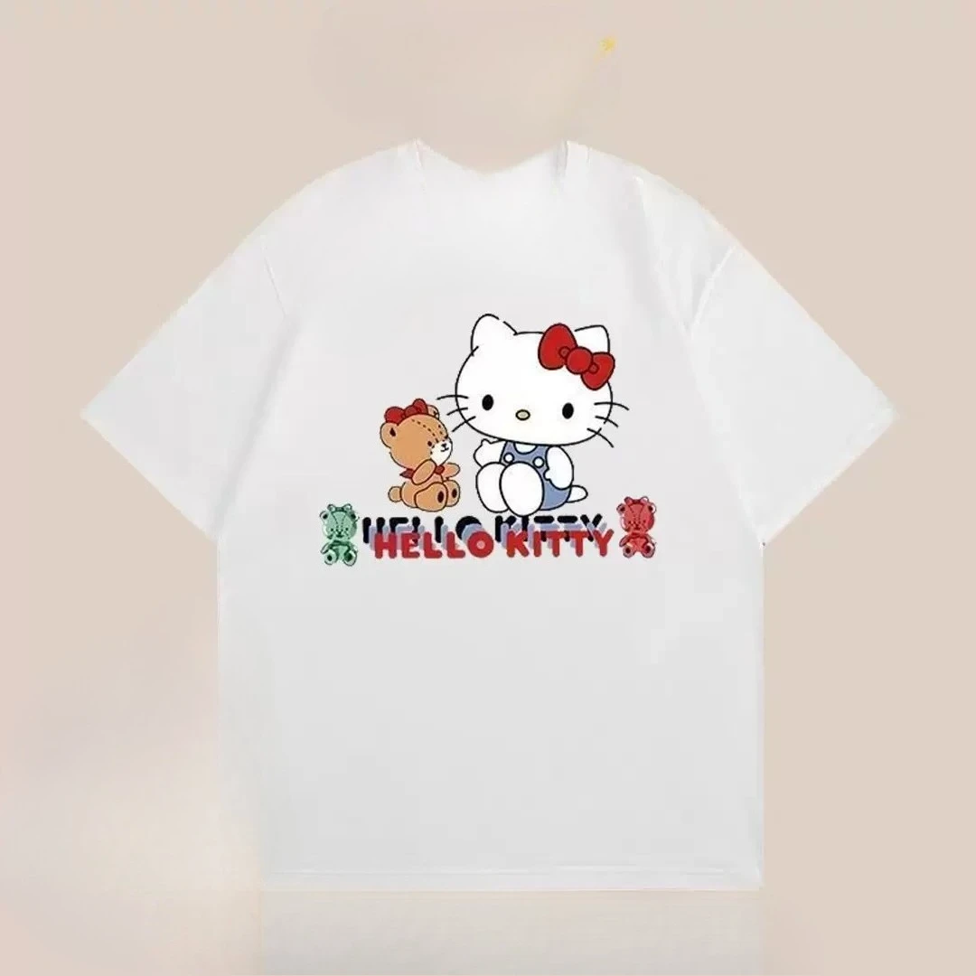 2026 Summer New Hello Kitty Short Sleeve T-Shirt Unique Design Casual Outfit Cute Cartoon Graphic Matching Tees For Best Friends