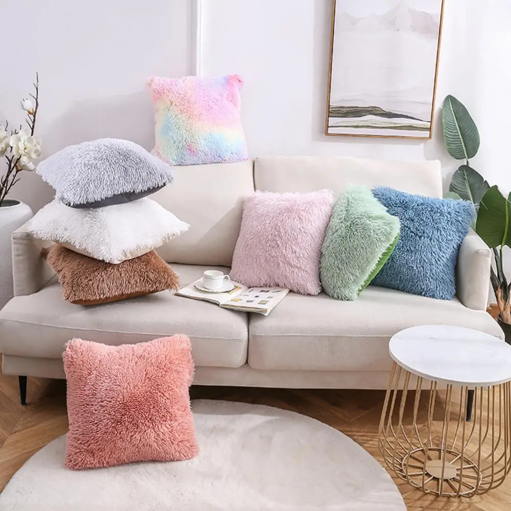 Fluffy Pillow Covers Decorative Decorative Fluffy Plush Cushion Cover Exquisite Ornamental Shaggy Pillow Cover for Home