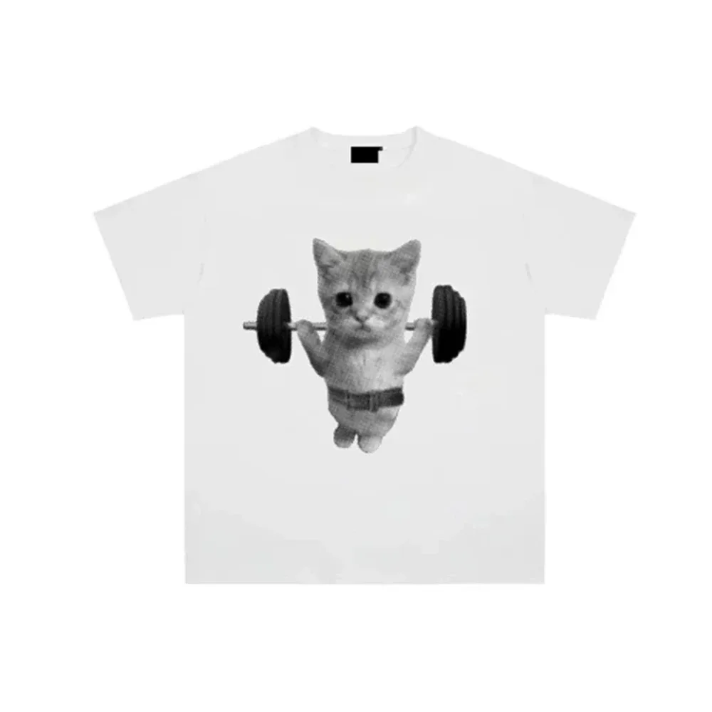 Yes Sir Cute Cat Print T-Shirt Women Vintage Aesthetic Streetwear Harajuku Round Neck Short Sleeve Funny Cat Meme Casual Tees