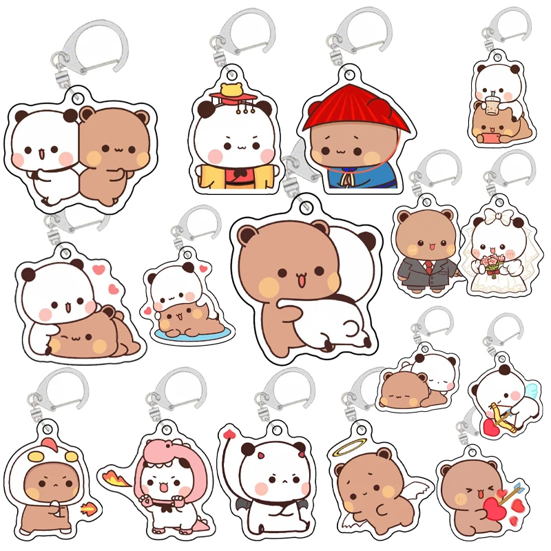 

Брелок в стиле аниме с героями мультфильмов Bubu Dudu, акриловый брелок для пар, кавайные милые аксессуары для девочек и мальчиков, Yier Bear Panda, брелок для ключей, очаровательное ювелирное изделие, подарок