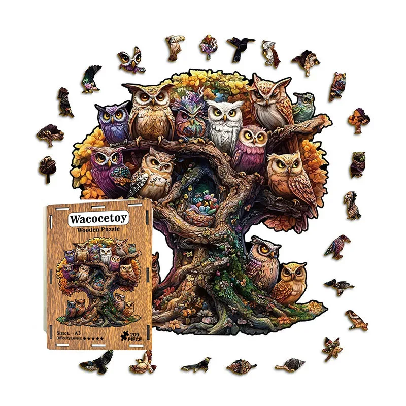 138/209조각 부엉이 퍼즐 장난감 독특한 부엉이 모양 퍼즐 홈 데코 재미있는 교육용 장난감 생일 선물 어린이 및 성인용