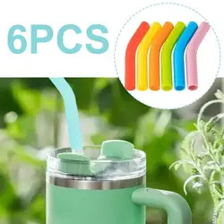 6Pcs/Set Soft Silicone Straw Covers Metal Straws Tips Covers Fit For 8mm Wide Reusable Steel Straw Nozzles