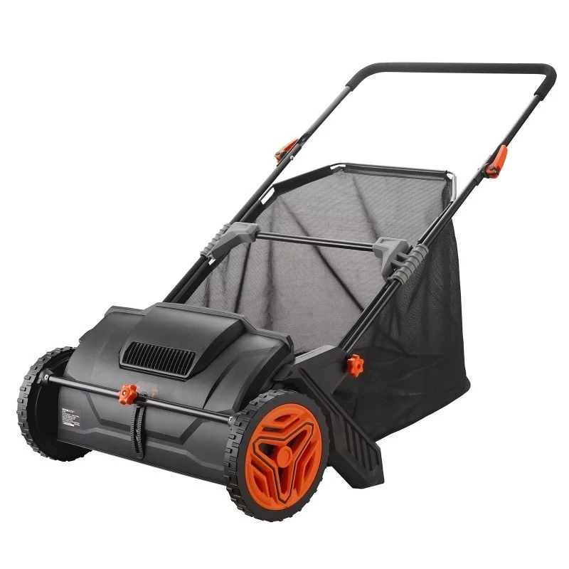 

Push Lawn Sweeper 53.3 cm Leaf Collector Strong Rubber Wheels Heavy Dut Thickened Steel Durable to Use with Large Capacity