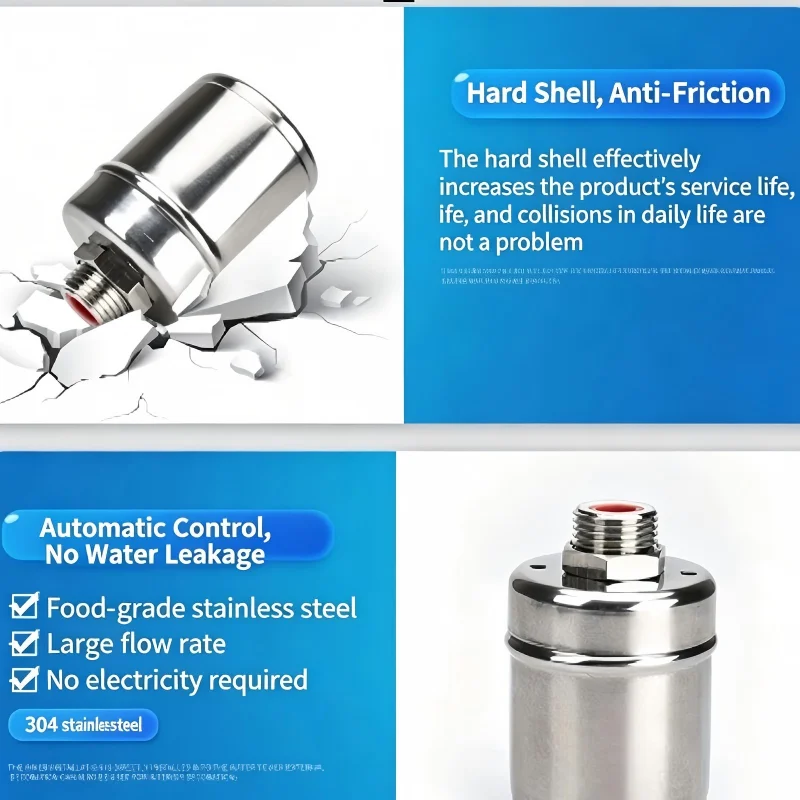 304 Stainless Steel Fully Automatic Mini Float Valve Water Level Control Shut off Valve for Water Tank 1/2\' 3/4\' Size