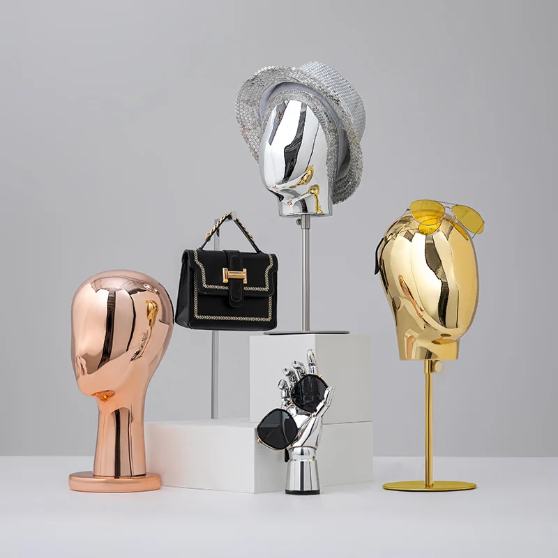 Electroplating Mannequin Head Display Stand Clothing Store Display Window Props Wig Hat Stand Men and Women's Head Ornaments