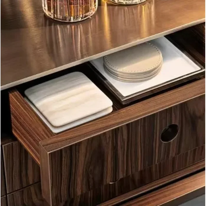 custom.Evereco Modern Living Room Solid Wood Panel Design Wine Cabinet with Glass Luxury High-end Display 5-Year War