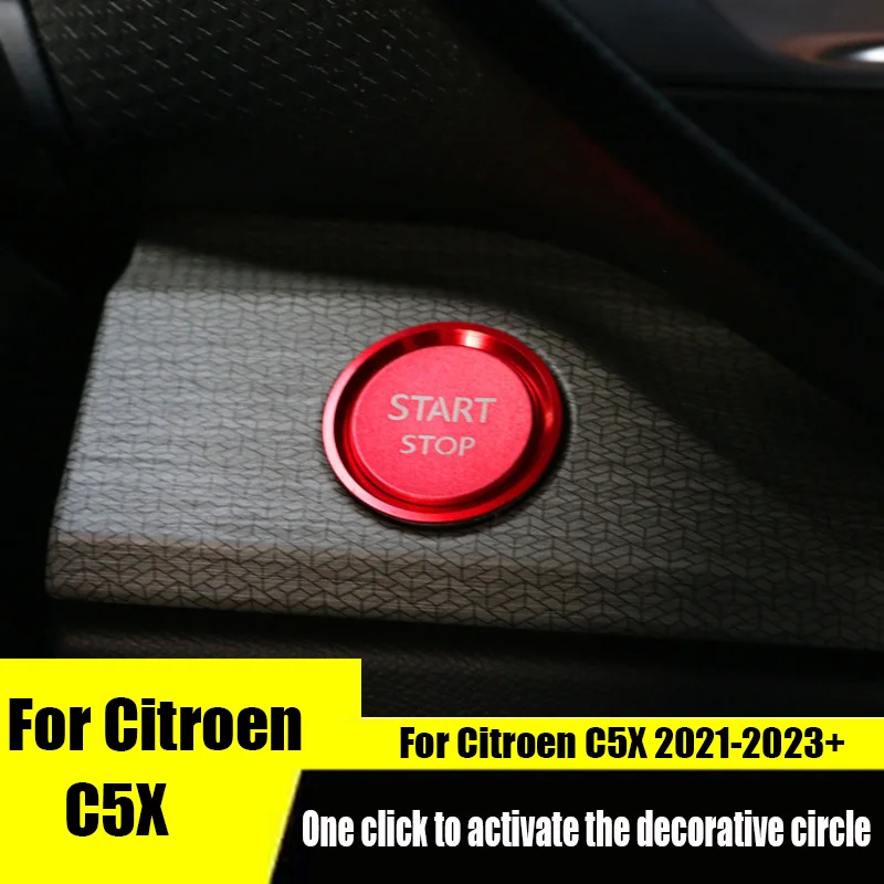 

For Citroen C5X 2021 2022 2023 One click start decorative ring ignition switch button decorative cover interior decoration