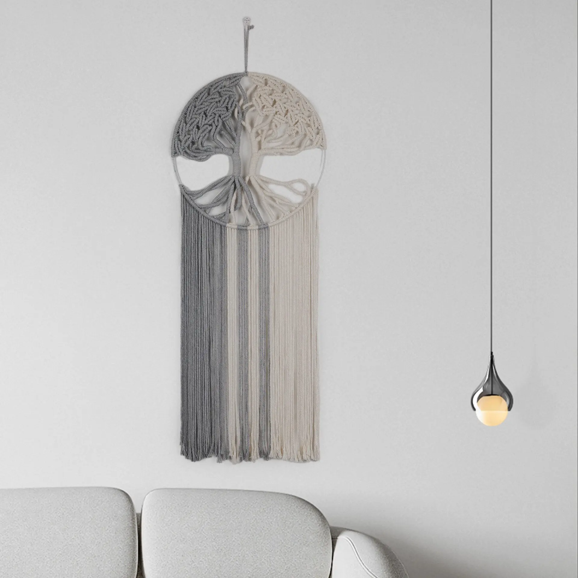Hand Woven Double Tone Life Tree Tapestry, Tassel Wall Decoration, Holiday Gift.