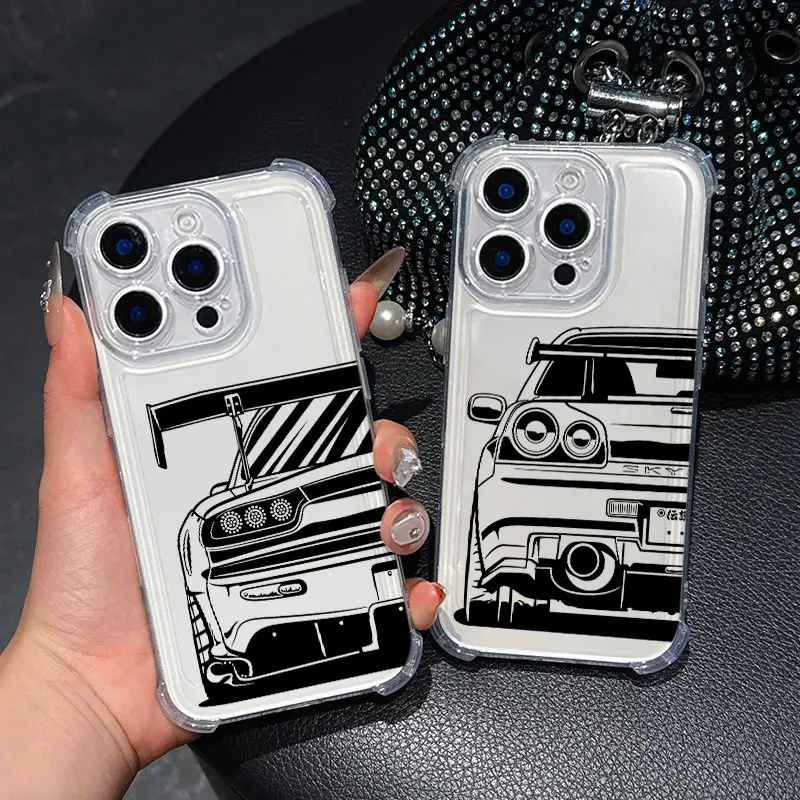 JDM Cartoon Car Case For Samsung Galaxy A17 A27 A37 A57 A07 A56 A26 A36 A06 A16 A55 A35 A25 A15 A05 A54 A52 A34 Soft Clear Cover